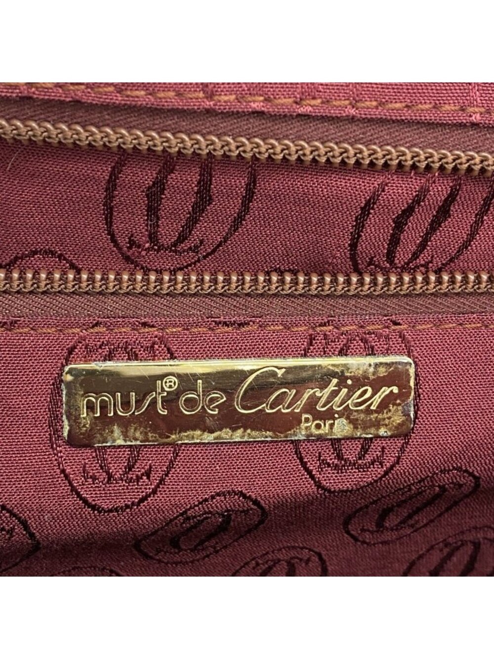 Cartier Business Bag Must Leather Bordeaux Gold Silver - Picture 5 of 9